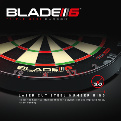 Steel Dartboard Winmau Blade 6 Carbon Triple Core