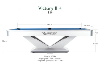 Professional Billiard Pool Table Rasson Victory II Plus, White Color, 9 feet