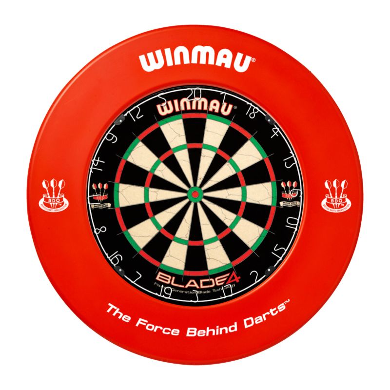 Dartboard surrounds plain rojo winmau darts