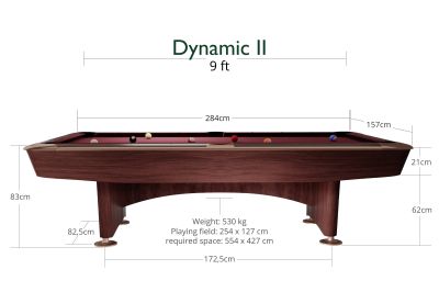 Професионална маса за билярд DYNAMIC II, Kафяв цвят, 9 фута